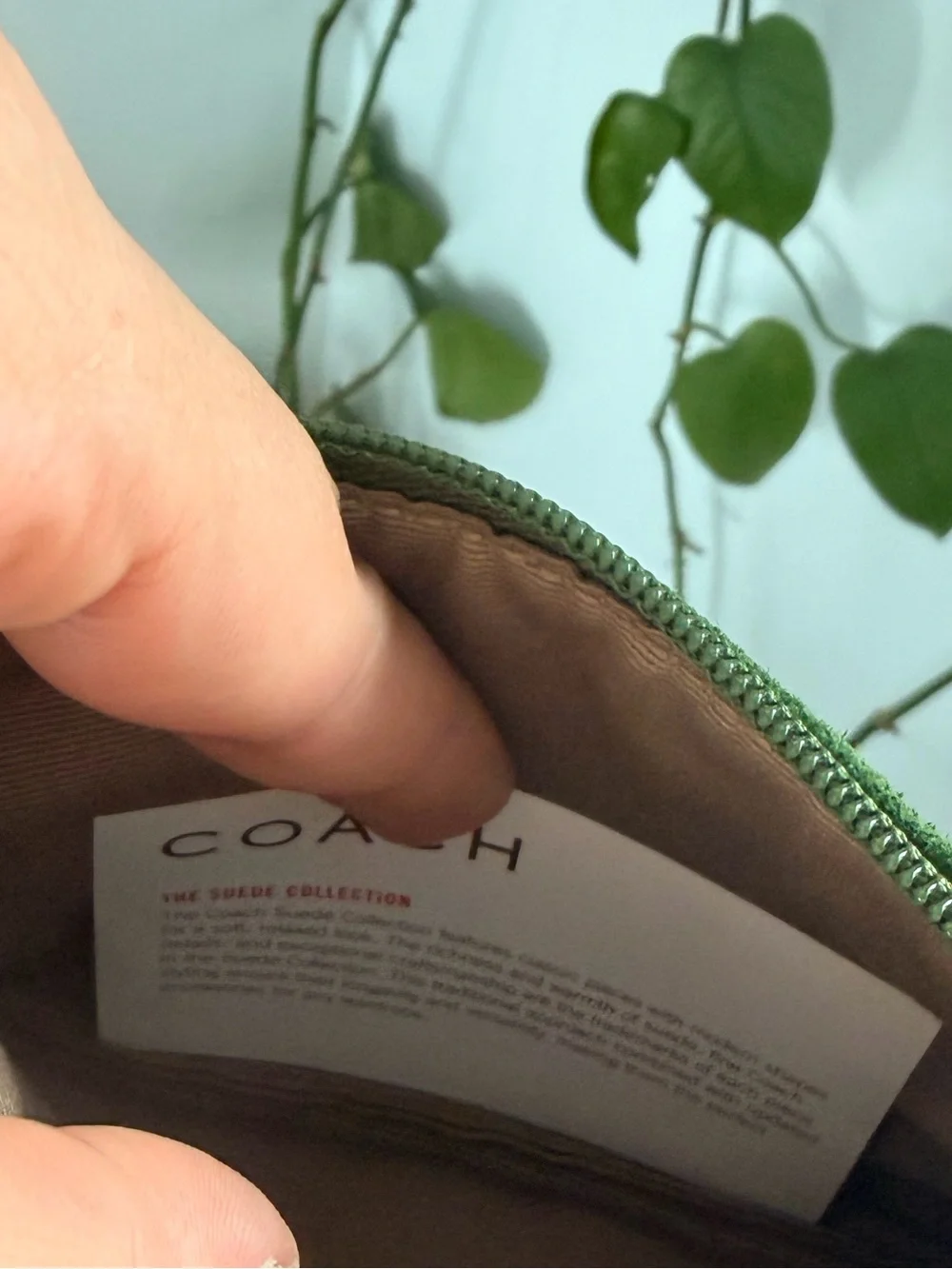 Coach Green Suede Wristlet